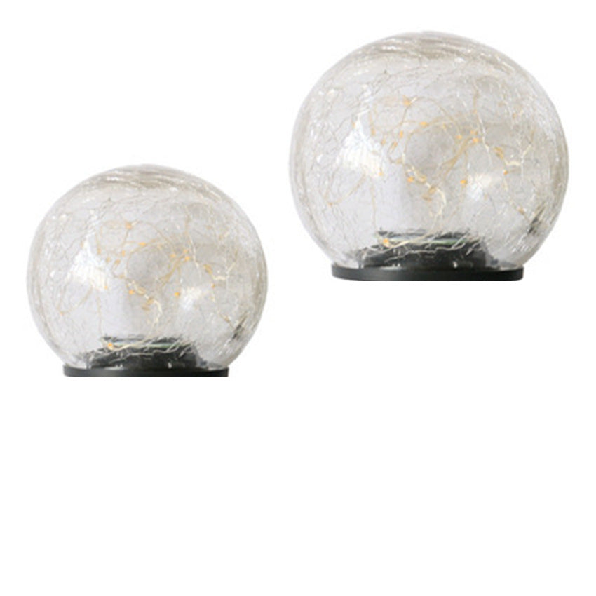 Cracked Glass Ball LED Garden Solar Power Lights - Waterproof!