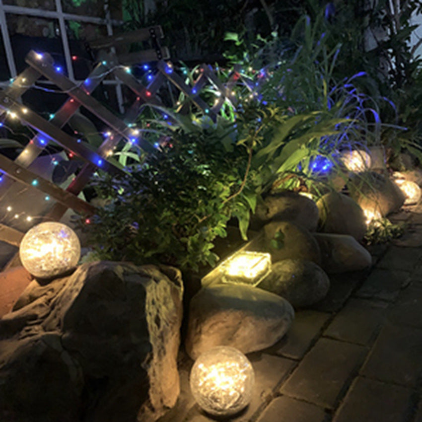 Cracked Glass Ball LED Garden Solar Power Lights - Waterproof!
